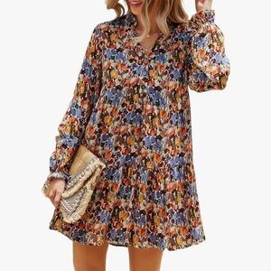 Long sleeve floral dress. SHEIN